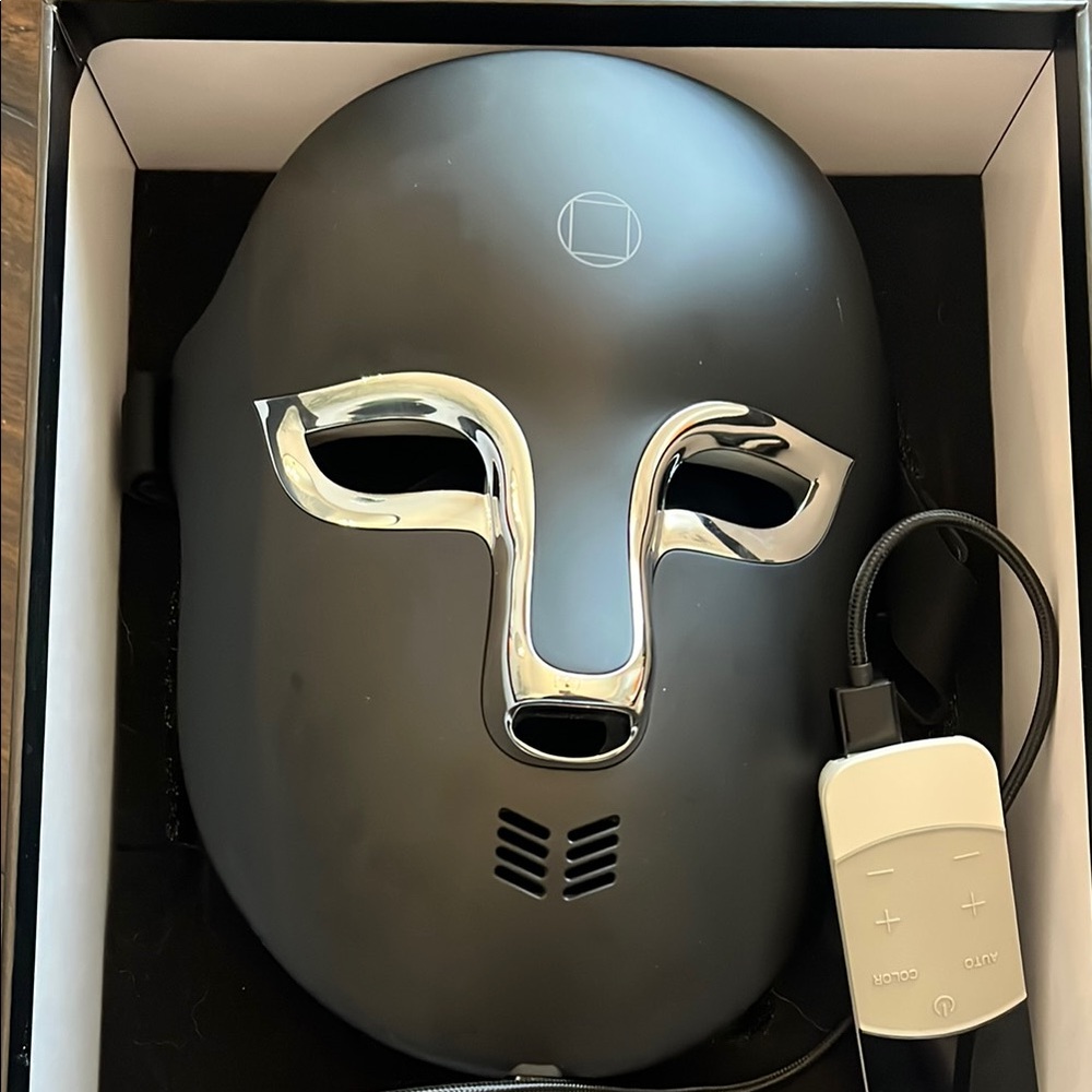 Black LED Face Mask with Silver Accents